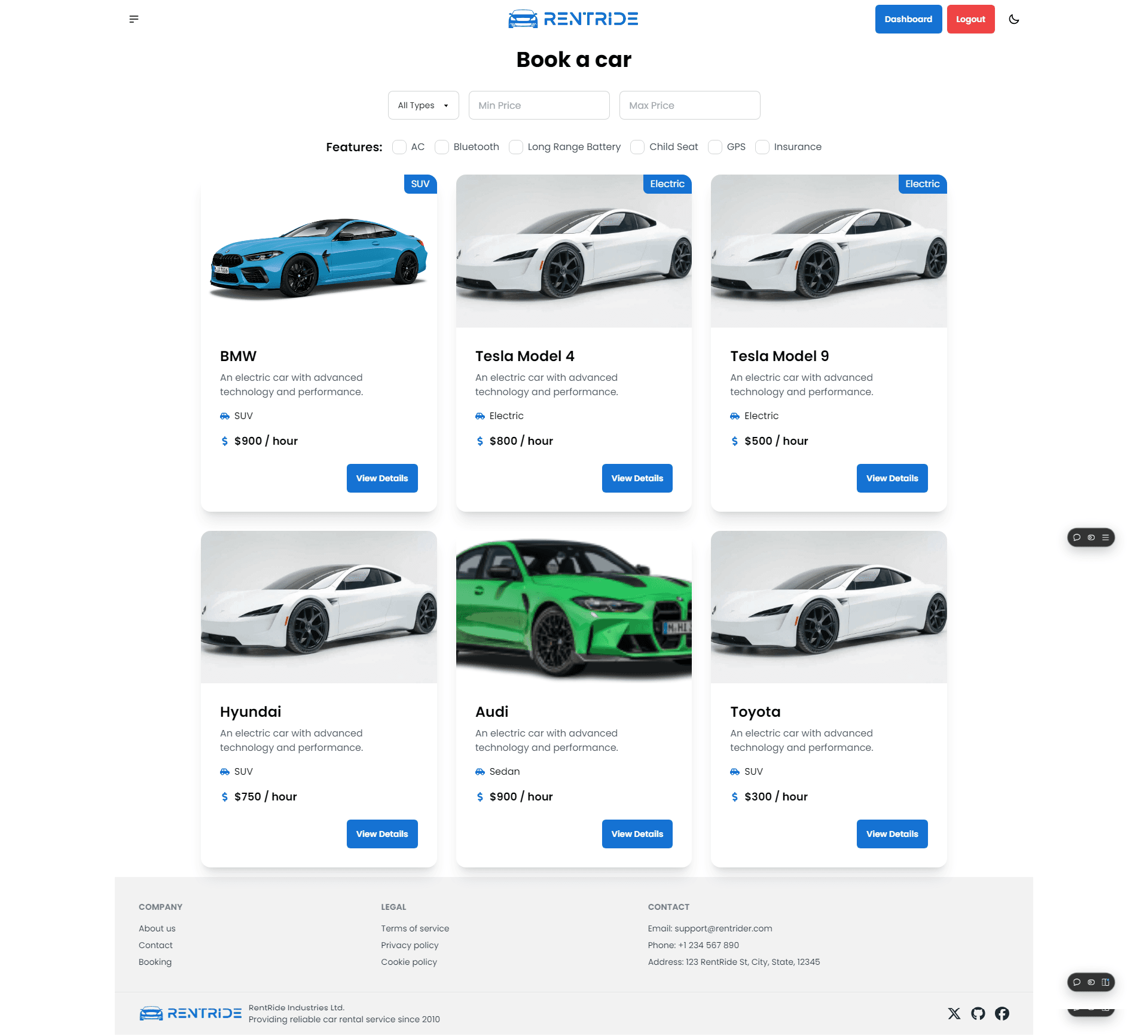 RentRide - The best Car Rental Website screenshot 2